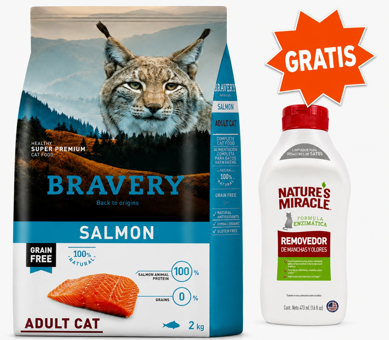 Bravery Gato Adulto Salmón 2 kg