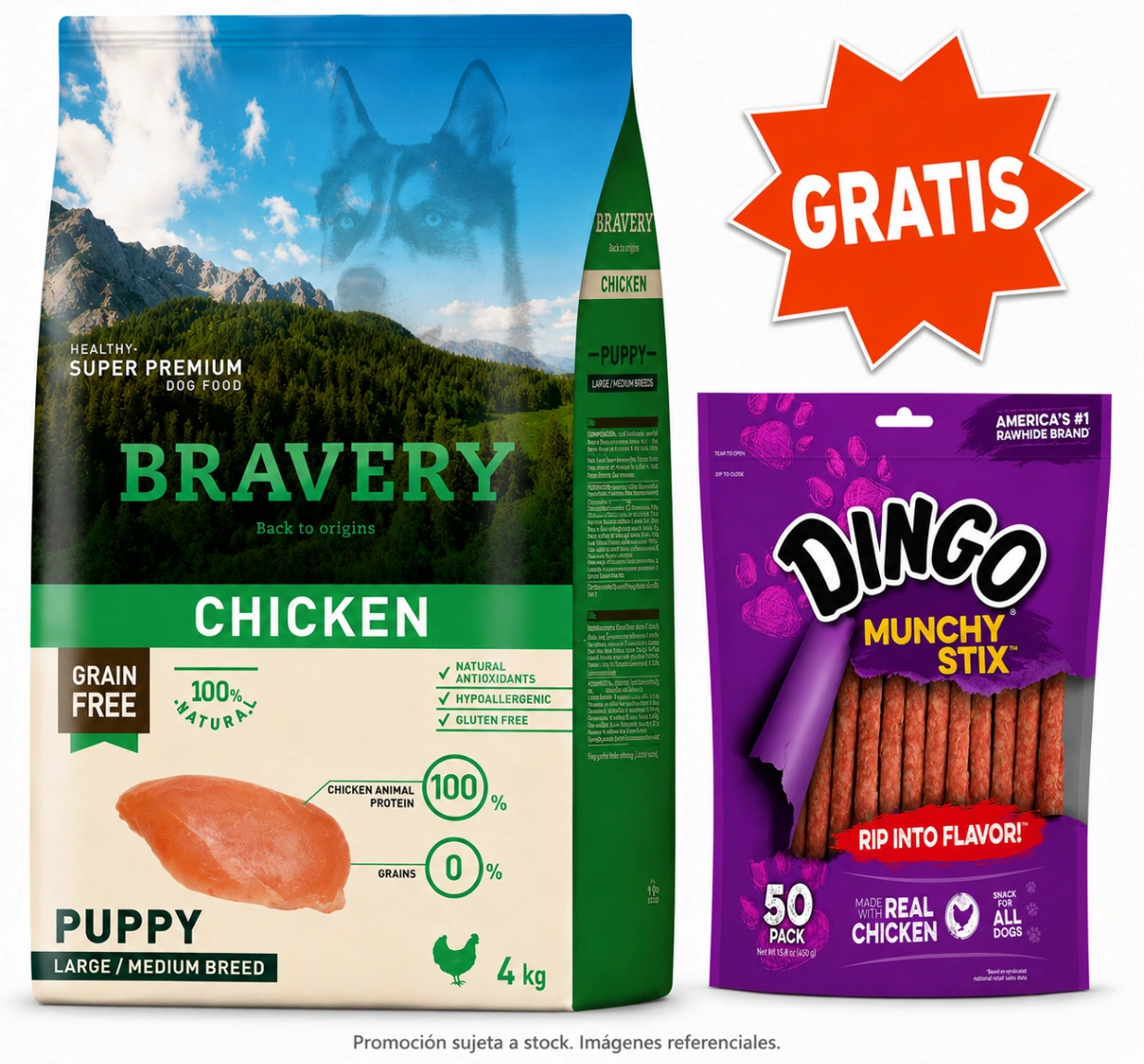 Bravery Cachorro Mediano y Grande Pollo 4 kg