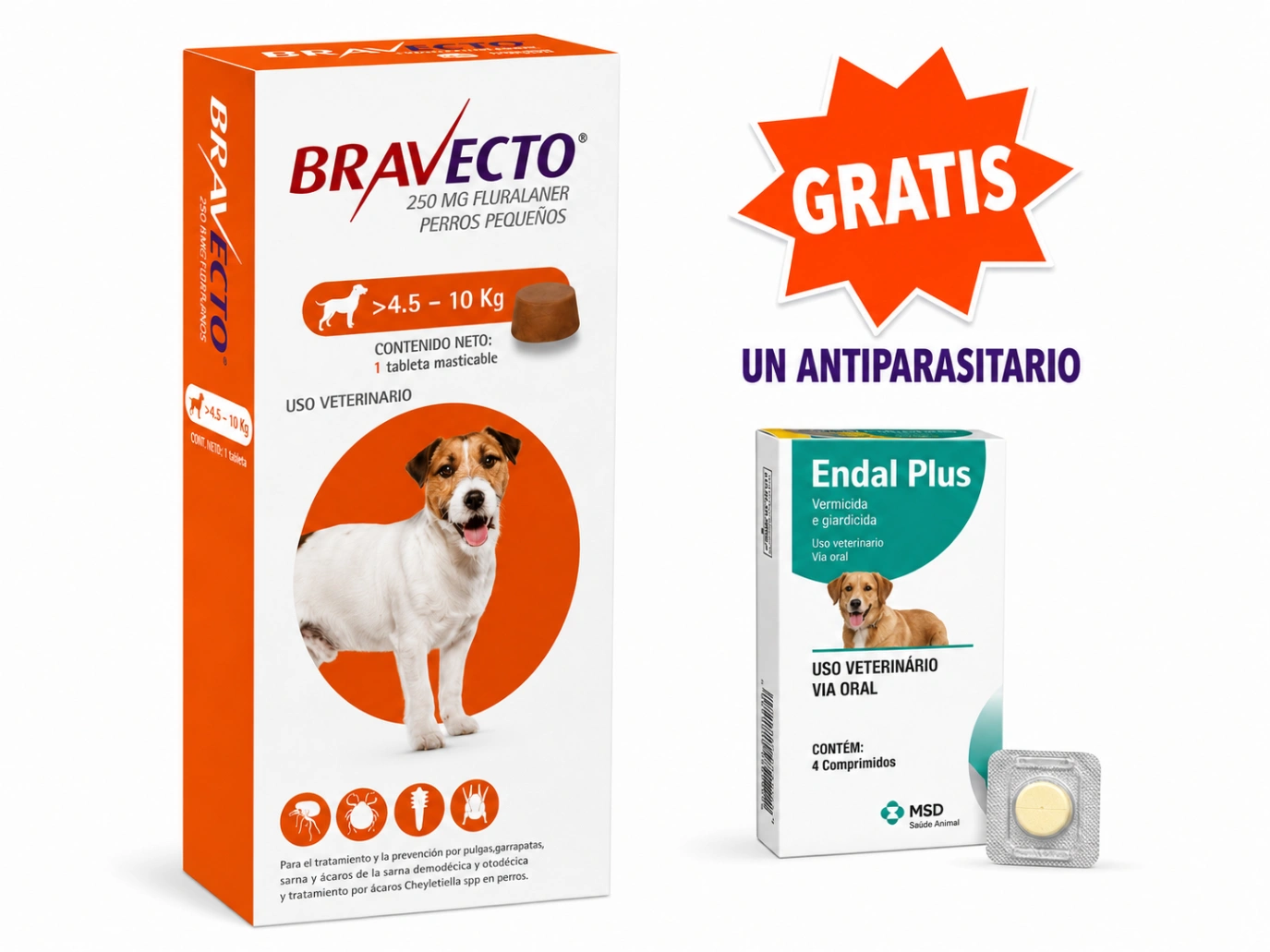 Bravecto 250 mg Perro 4.5 a 10 kg