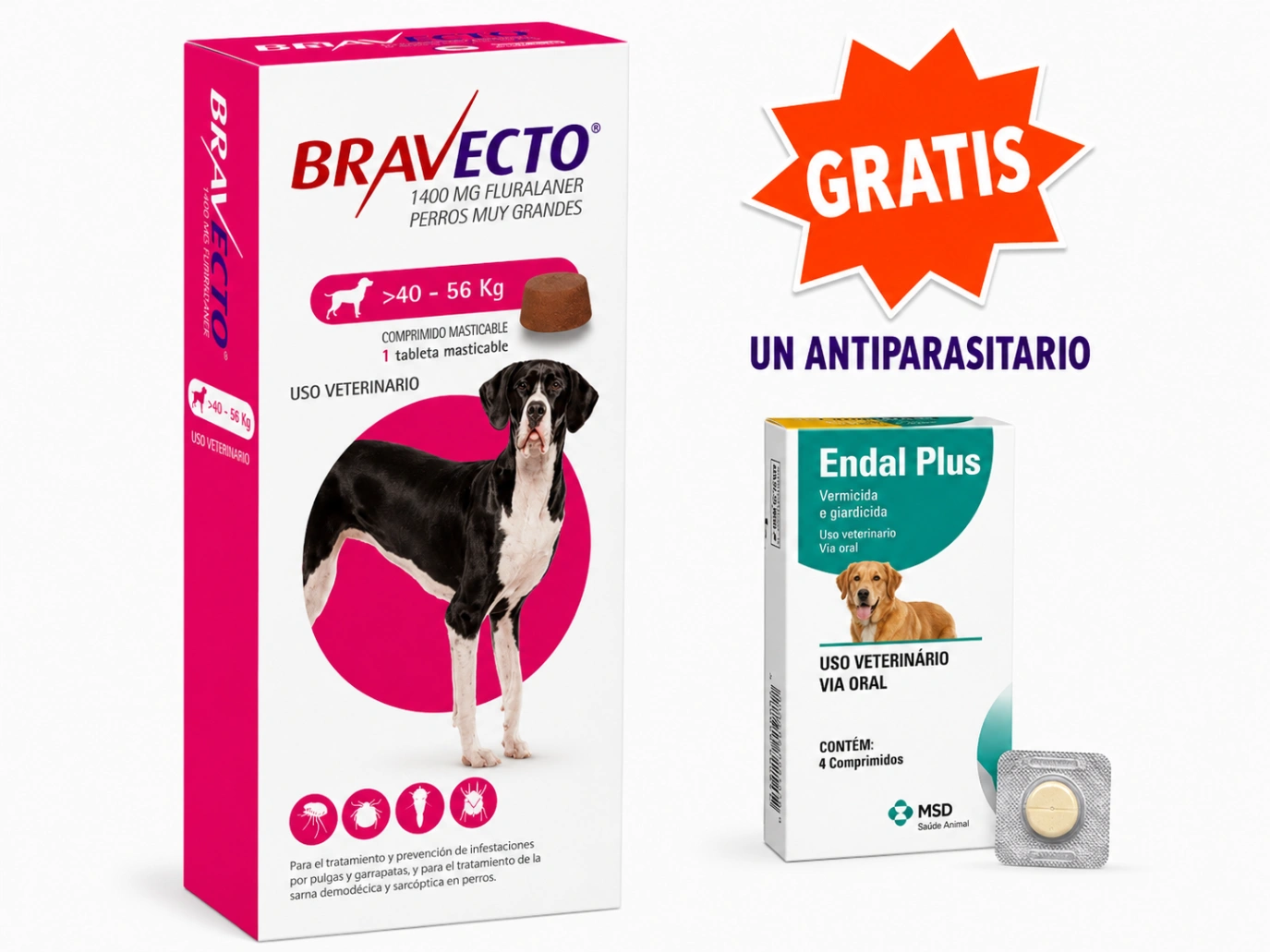 Bravecto 1400 mg Perro 40 a 56 kg