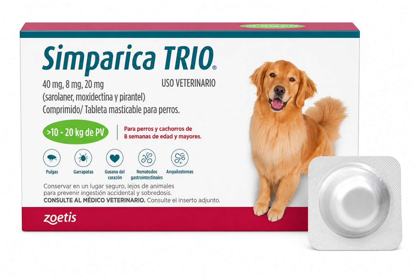 Simparica Trio 48 mg 20.1 a 40 Kg