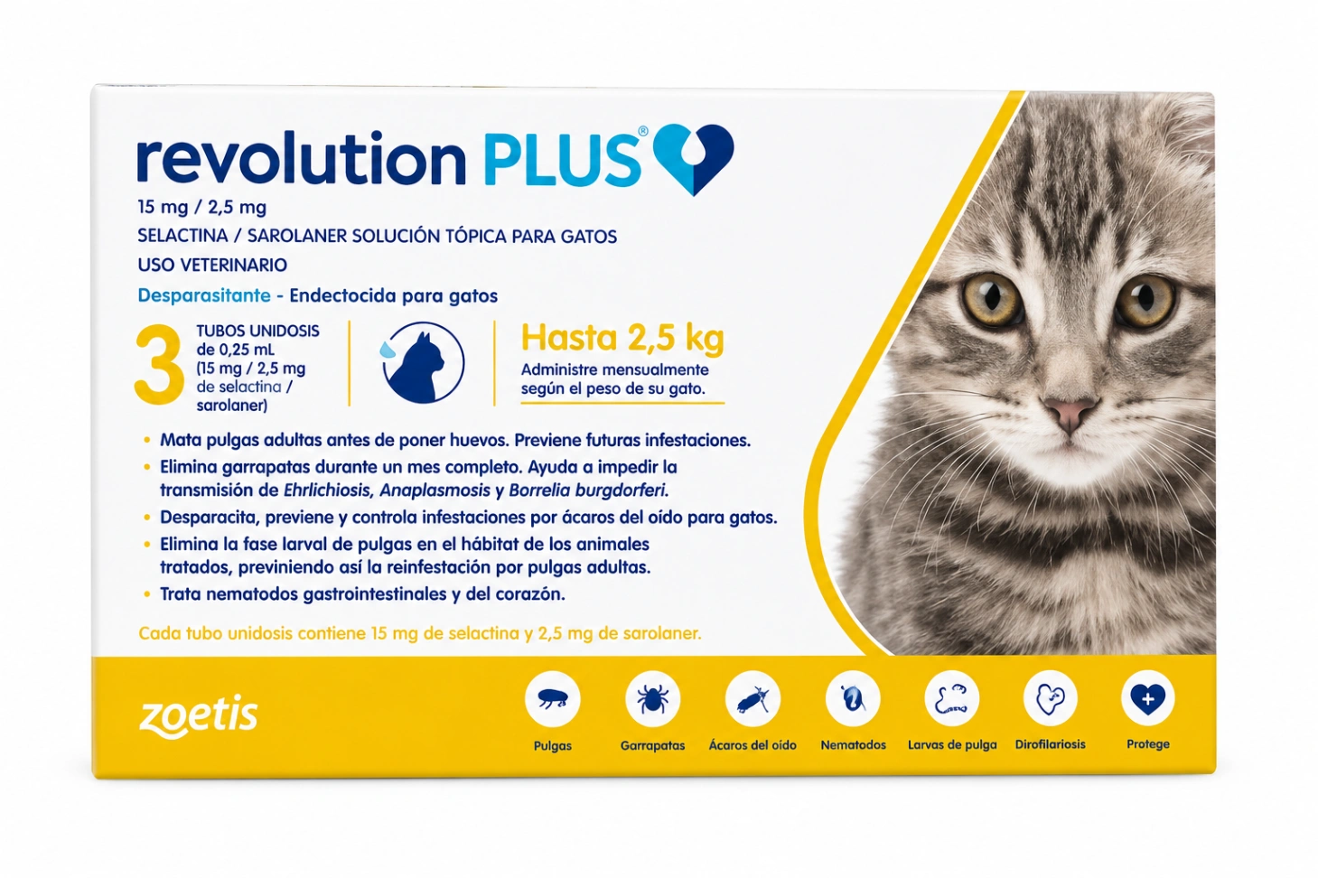 Revolution Plus Amarillo 0 a 2.5 Kg x 3 Pipetas