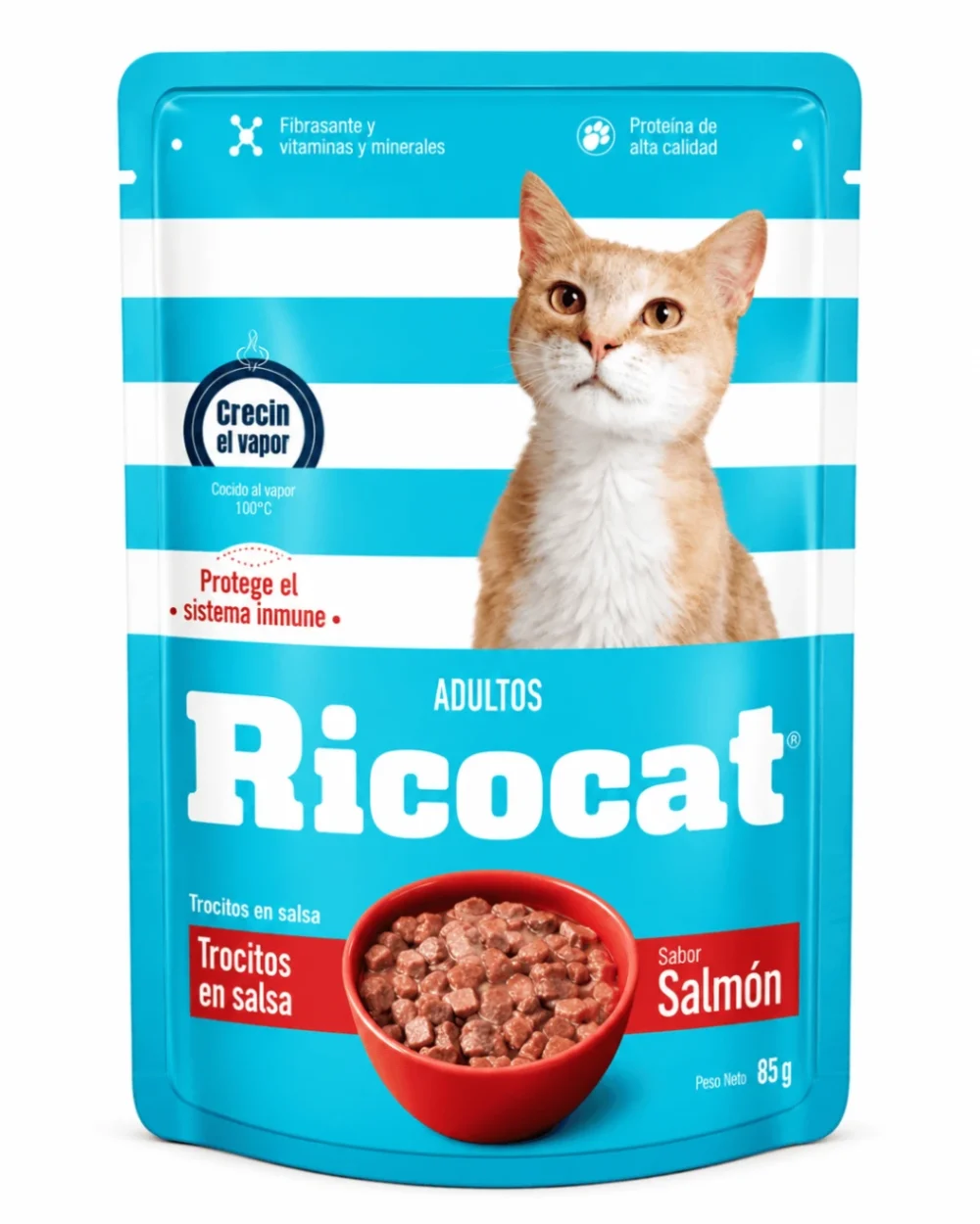 Ricocat Adulto Salmón en Trocitos Pouch 85 g