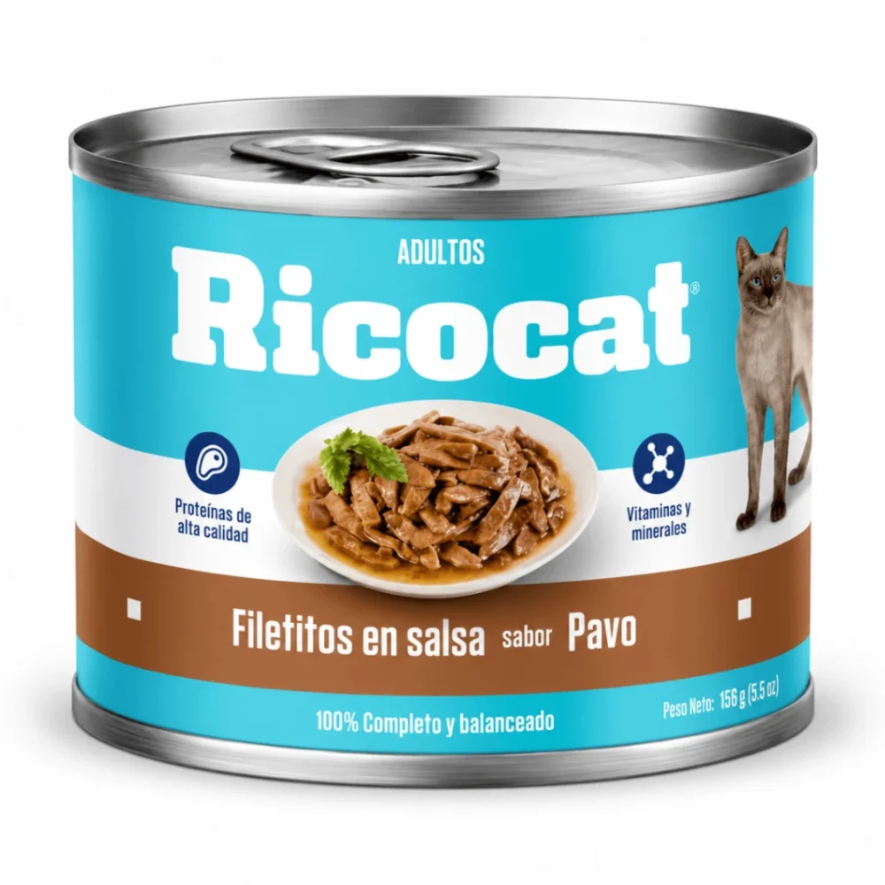 Ricocat Pavo Adulto Filetitos en Salsa Lata 160 g