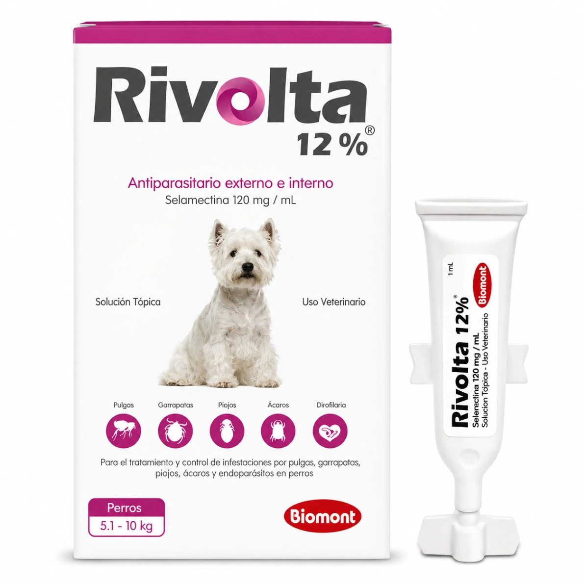 Rivolta 12% Perros 5.1 a 10 kg x 1 Pipeta