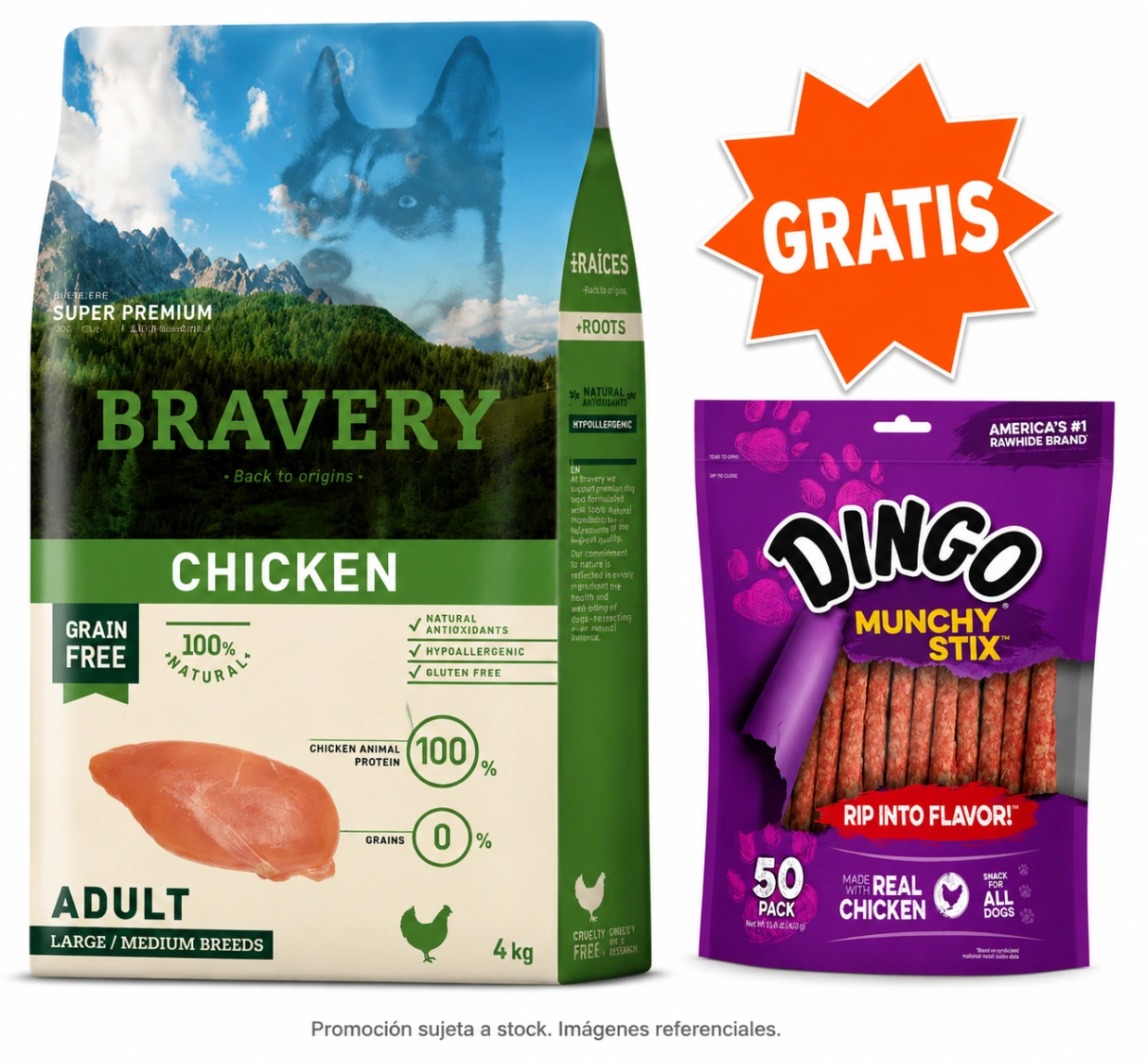 Bravery Perro Adulto Mediano y Grande Pollo 4 kg