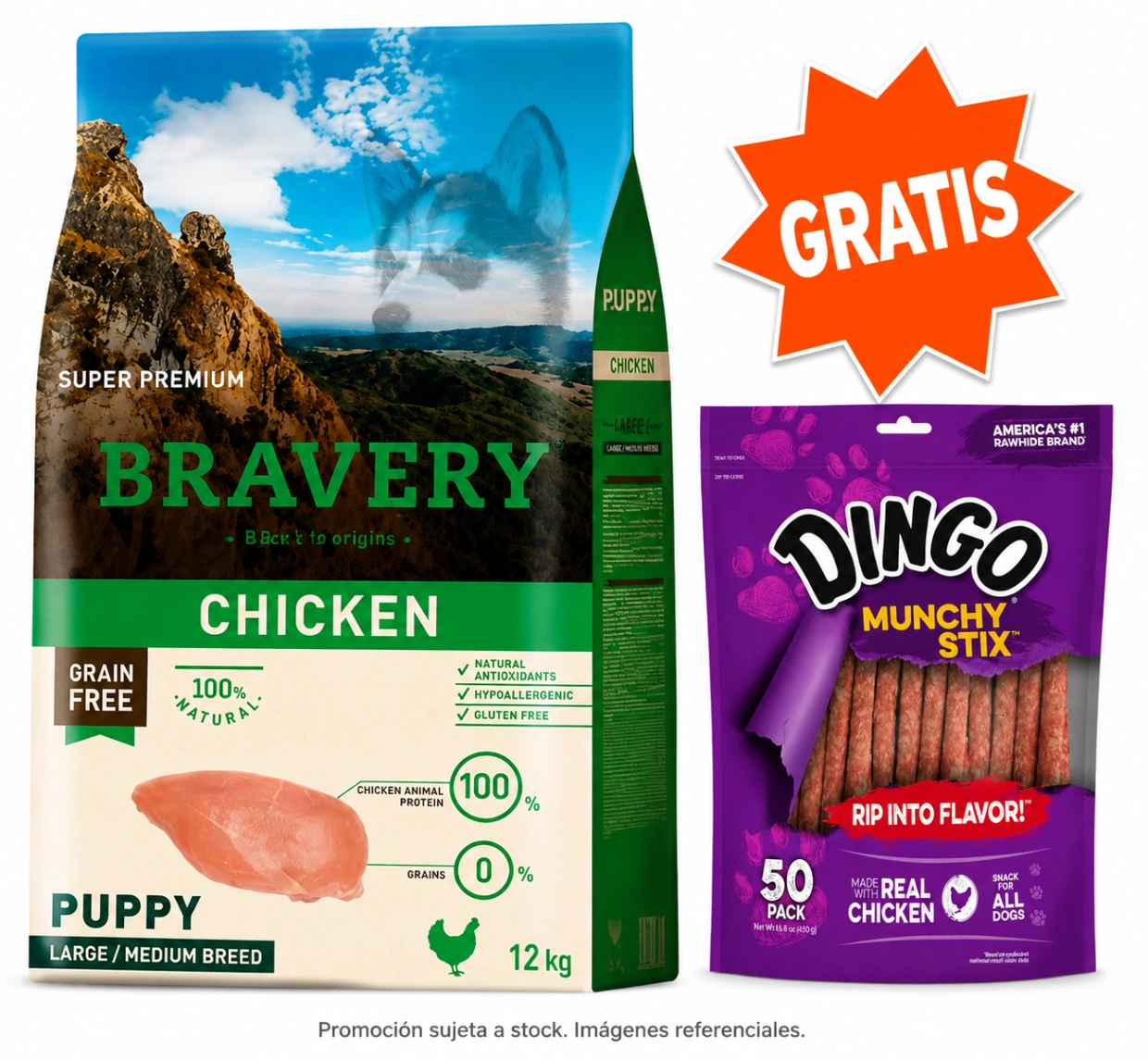 Bravery Cachorro Mediano/Grande Pollo 12 kg