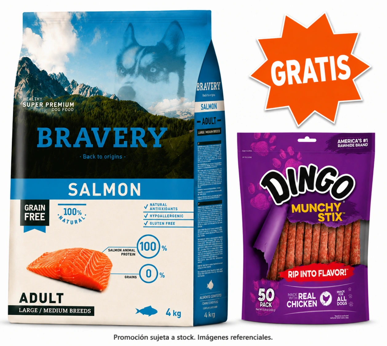 Bravery Perro Adulto Mediano y Grande Salmón 4 kg
