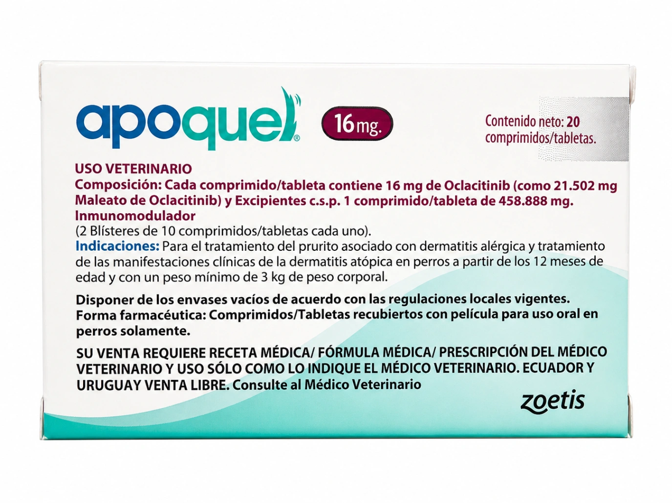 Apoquel 16 mg Caja 20 Tabletas