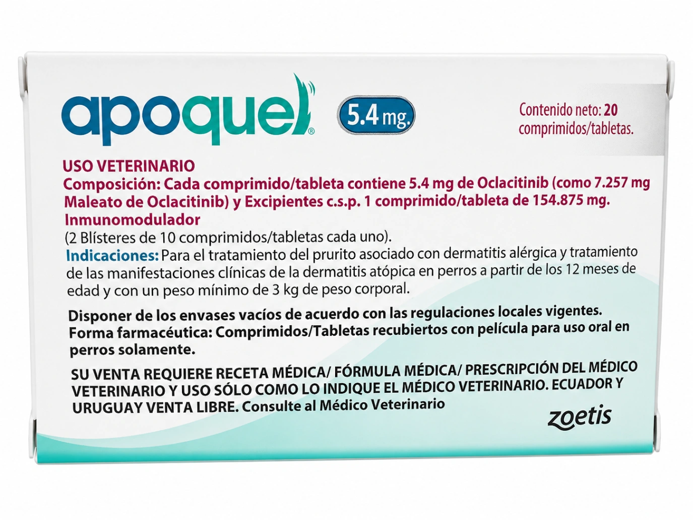 Apoquel 5.4 mg Caja 20 Tabletas