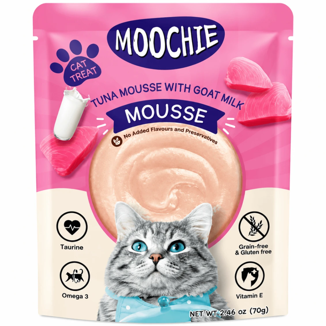 Moochie Mousse Atún con Leche de Cabra 70 g