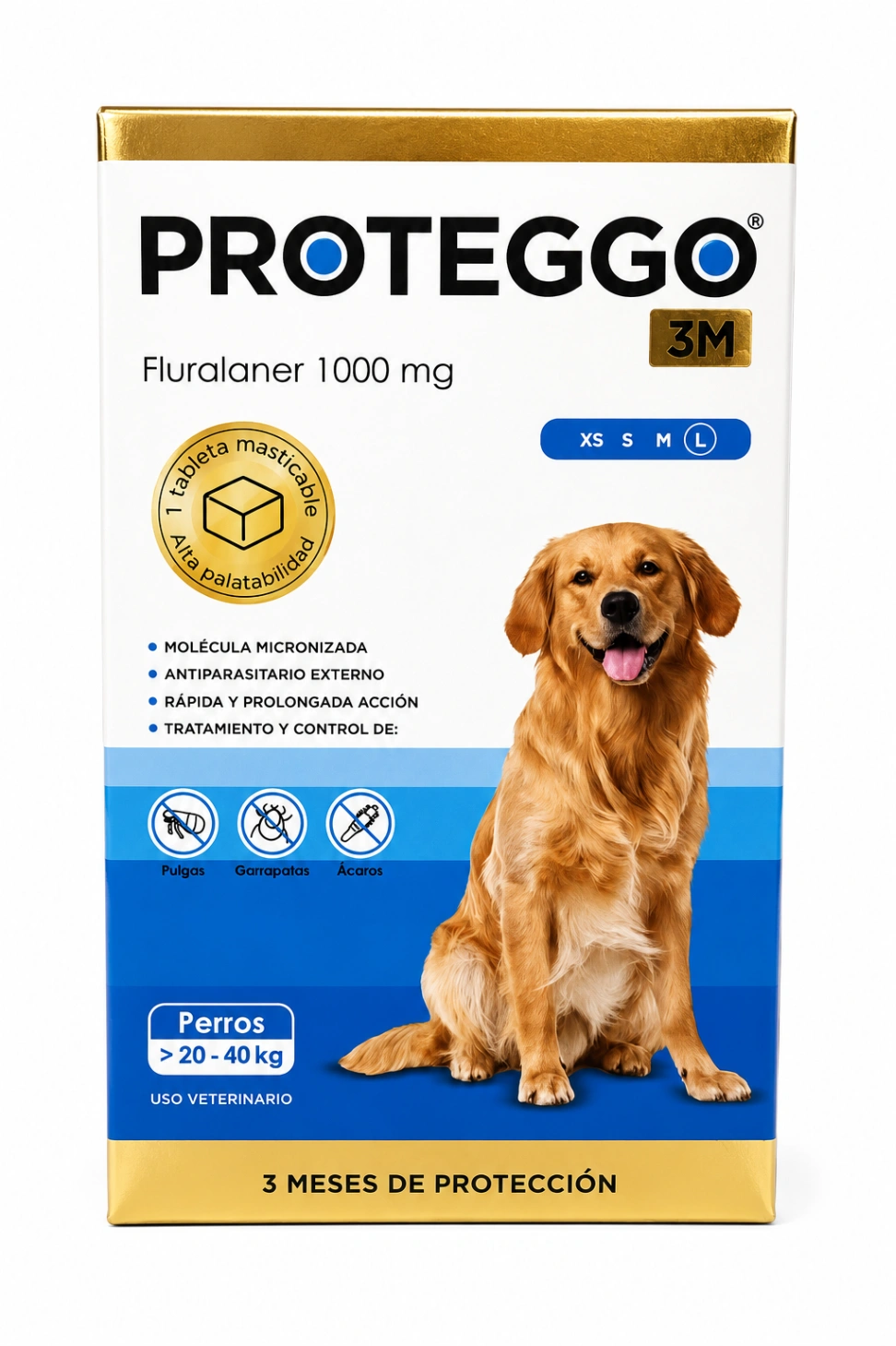 Proteggo 3 Meses 20 a 40 kg x 1 Tableta