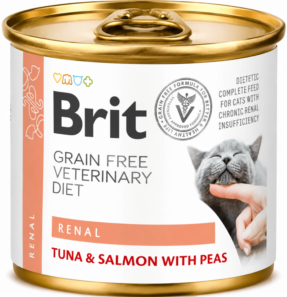 Brit Veterinary Diet Renal para Gatos Atún, Salmón y Arverjas 200 g