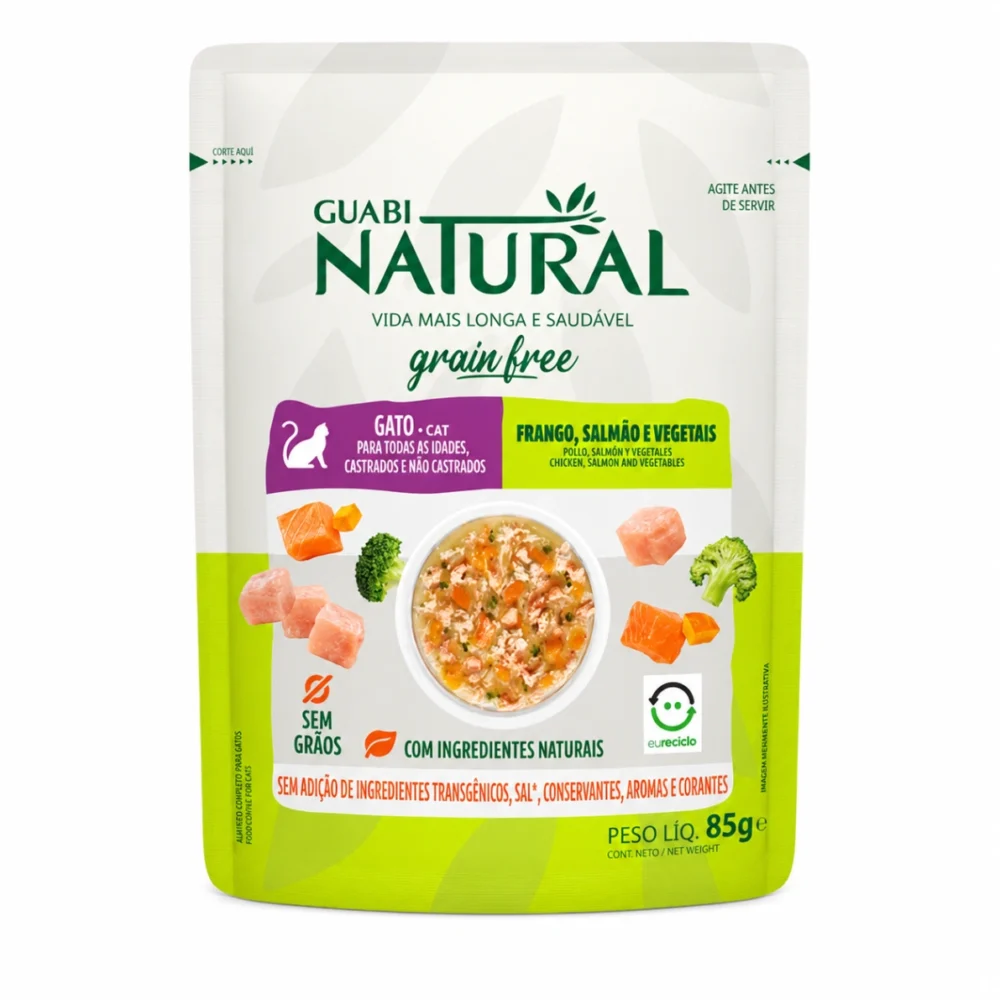 Guabi Natural Gato Sopita Pollo, Salmón y Vegetales 85 g