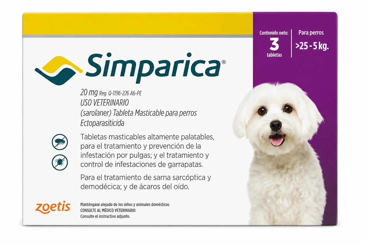 Simparica 10 mg 2.5 a 5 kg Caja 3 Tabletas