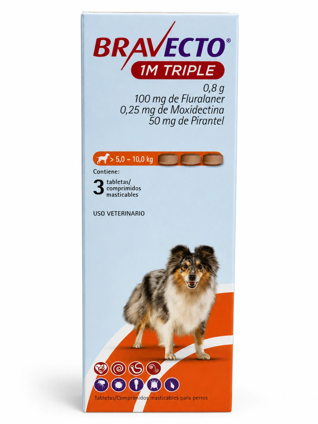 Bravecto 1M Triple 100 mg x 3 Tabletas (5 a 10 kg)