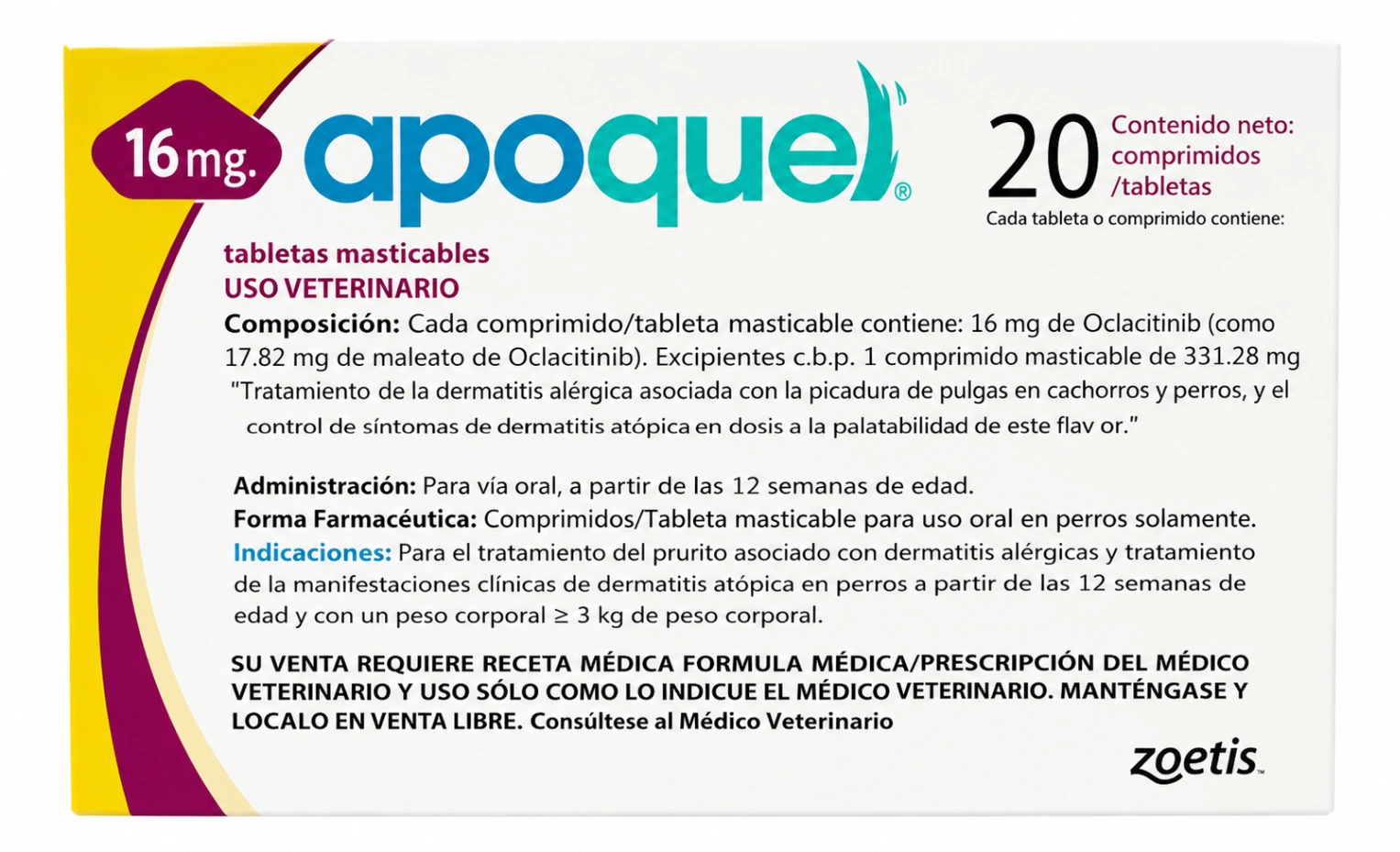 Apoquel Masticable 16 mg Caja 20 Tabletas