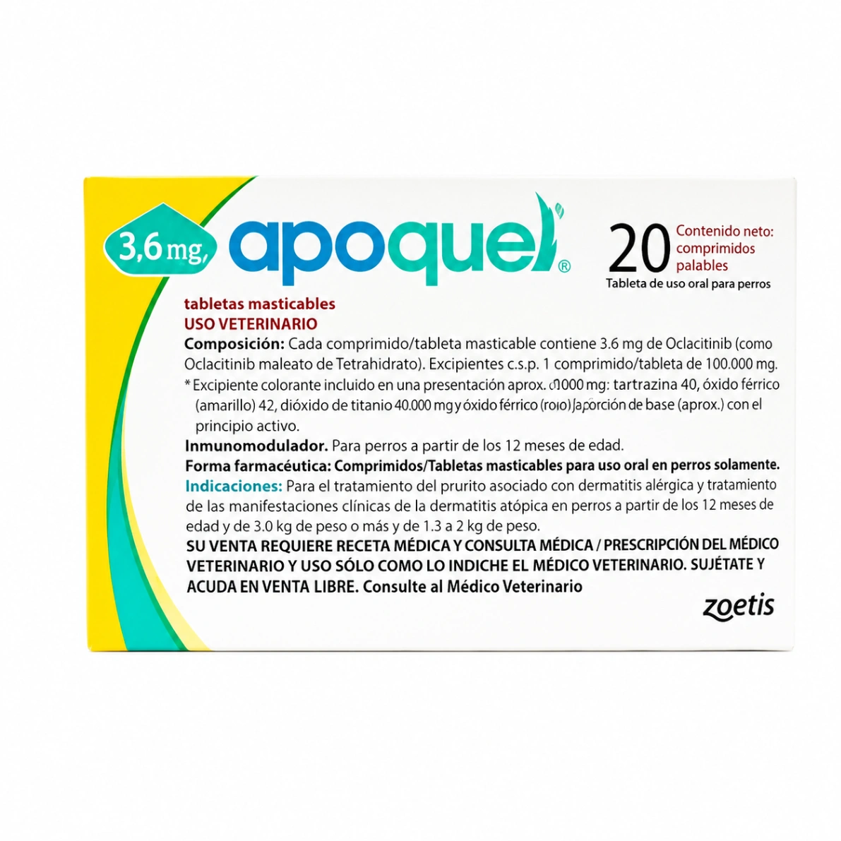 Apoquel Masticable 3.6 mg Caja 20 Tabletas