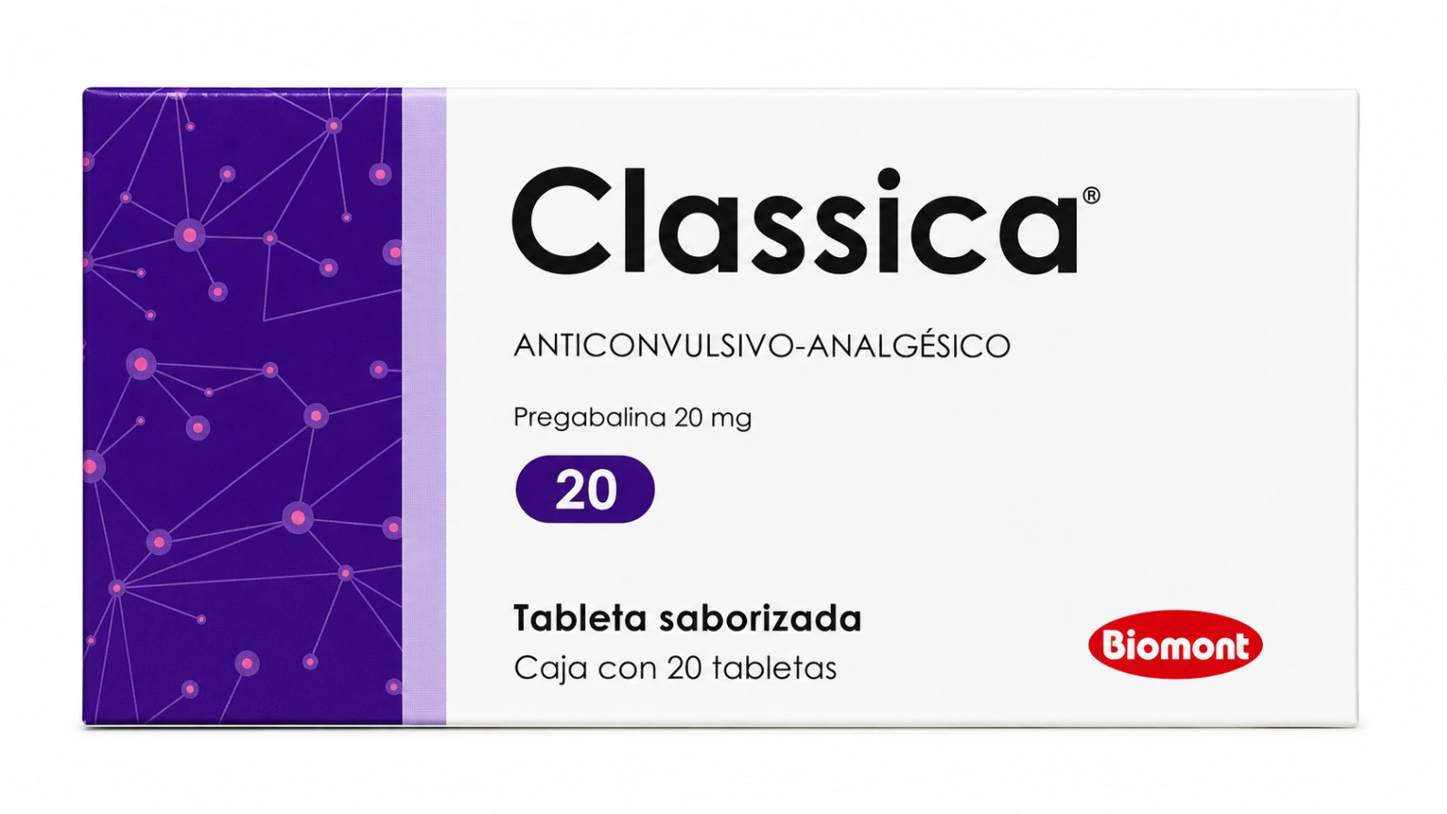 Classica Pregabalina 20 mg Caja x 20 Tabletas